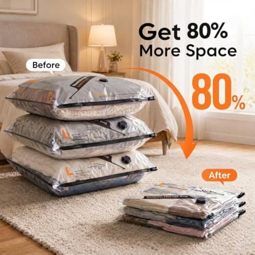 Vacuum Storage Bags,20 Pack/ 8x40x50cm/8x47x64cm/4x54x74cm Vacuum Storage Bags with Electric Pump Rechargeable Space Saver Sealer Vacuum Bags for Cloths Travel and Home Use — view 4