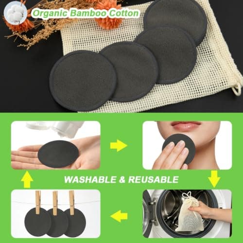 HOTUT Reusable Makeup Remover Pads,20PCS Natural Bamboo Organic Cotton — view 6