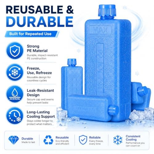 Ciieeo 8-Pack Reusable Ice Packs for Portable Air Conditioner Fan, Mini Freezer Blocks for Cooler Bags, Small Cooling Bricks for Lunch Box Picnic and Camping, Blue Evaporative Chiller Accessories — view 6