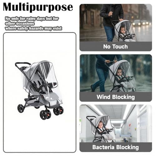 Universal Rain Cover for Pushchair, 1 Pcs Breathable Universal Pram Rain Cover, Securely Protects from Wind, Snow, and Insects, Fits Most Standard Strollers and Prams — view 5