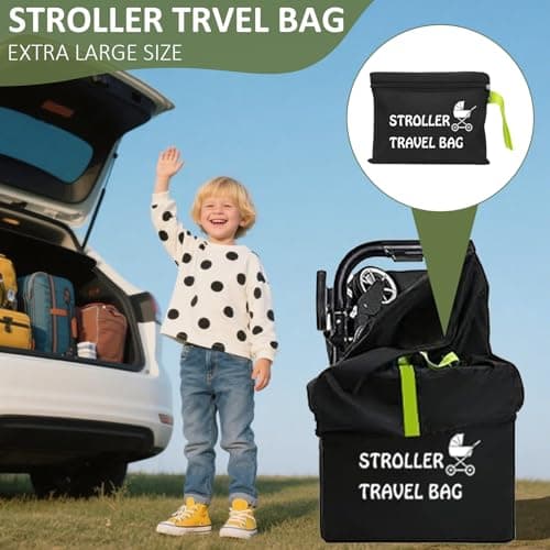 YooGoal Stroller Travel Bag for Airplane, Waterproof Pushchair Cover with Shoulder Strap, Large Pram Gate Check Bag for Airplane Infant Buggy Stroller Storage (Pack of 2) — view 6