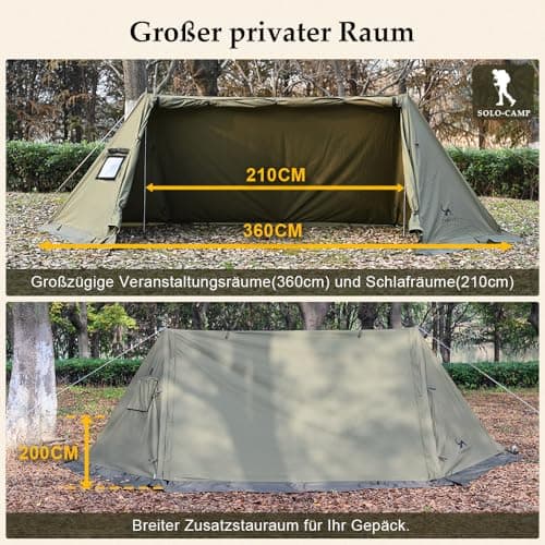 TOMOUNT Solo Tent Cotton 1 Person Minilite Shelter Tent with Inner Tent and Oven Hole for Tent Stove 4 Seasons Camping Tent for Outdoor, Camping, Hiking, Trekking — view 2