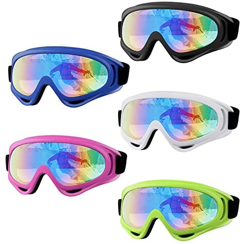 ORANZI 5 Pack Ski Goggles, Snowboard Snow Goggles for Men Women Kids Adult Youth, UV Protection Anti-fog Motorcycle Goggles