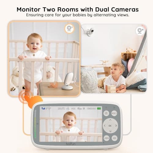 2026 Upgraded Boifun Baby Monitor with Camera and Night Vision, No WiFi, 4-inch Crystal Clear IPS Screen, 2-Way Talk, Temperature & Sound Alerts, 3x Zoom, Lullaby, Feeding Reminder,LED Sound Indicator — view 4