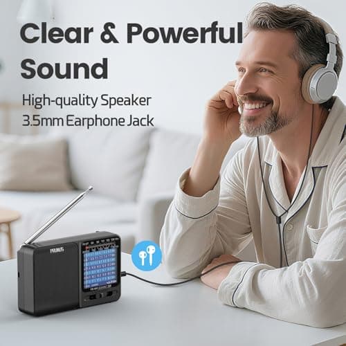 PRUNUS J-711 AM/FM/SW Portable Small Radio,AA Battery &USB-C Charging — view 5