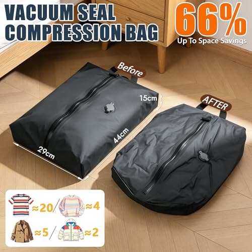 Lollanda Vacuum Bags for Travel IP67 Waterproof Reusable Compression Storage Space Saver Suitcase Backpack Organizer Lightweight Durable 210D Polyester TPU (GREY, 18L) — view 2