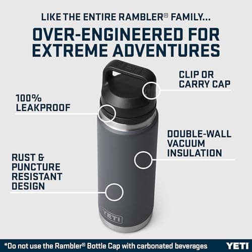 YETI Rambler 26 oz (769 ml) Water Bottle with Chug Cap, Charcoal — view 3