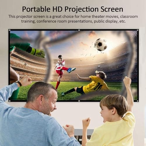 Projector Screen Portable 120in, 16:9 HD Projector Movie Screen Foldable Anti-Crease Projector Screen, for Bedroom School Theater Cinema Indoor Outdoor Backyard — view 2