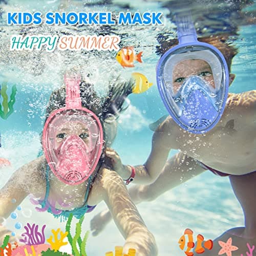 Kids Snorkel Mask Full Face, Snorkeling Gear for Kids with Camera Mount, 180 Degree Panoramic View Snorkeling Set Anti-Fog Anti-Leak — view 3