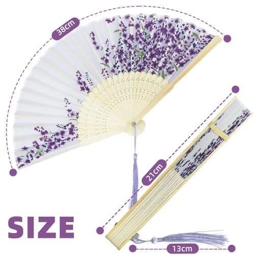 Belegao 2PCS Folding Hand Fans with Pouch and Tassel Elegant Hand Fans — view 2