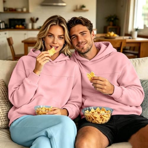 Zip Up Hoodies for Women UK Oversized Winter Jackets Sweatshirts Cozy Hooded Sweatshirt With Large Pocket And Front Earphone Pocket For (XL) Pink — view 4