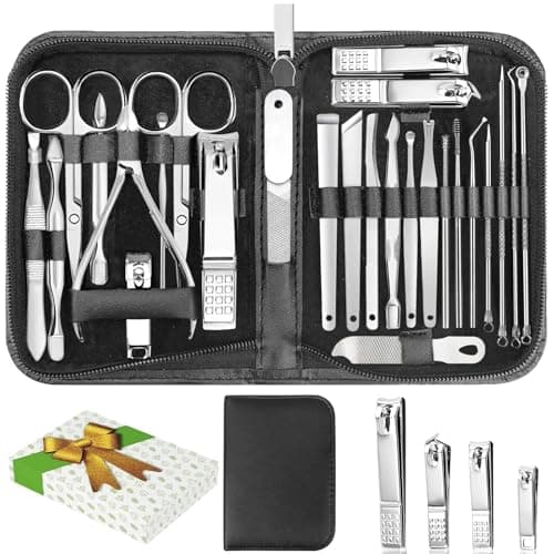 26Pcs Manicure Set Pedicure Kit for Men Women Grooming, Silver