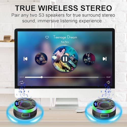 Bluetooth Shower Speaker with IPX7 Waterproof, Bluetooth Speaker with HD Stereo Sound, Built-in Mic Portable Wireless Speaker with Dynamic Lights 10H Playtime, for Outdoor Kitchen Gifts Golf, Black — view 4