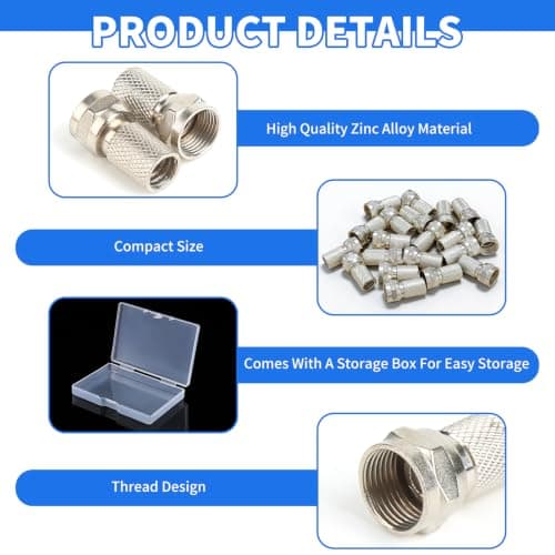 20 Pcs F Connector to Coax Adapter, Waterproof, Rust Prevention — view 4