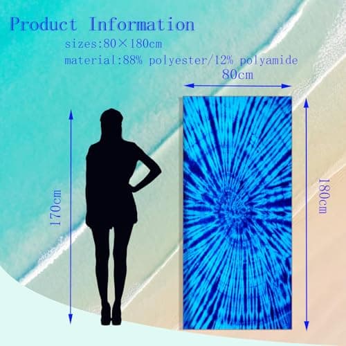 Irunfast Oversized Microfibre Beach Towel，180×80cm Sand Free Quick Dry Beach Towel for Adults Portable Travel Towel Lightweight Towel for Travel Bath Swimming — view 2