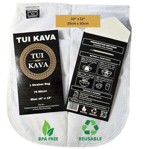TUI KAVA Kava fine mesh strainer filter bag | 75 Micron Nylon Commercial Food Grade Quality | BPA-Free | Nut Milks | 10 x 12 inch | Draw string | Durable | Reusable | Environment friendly packaging