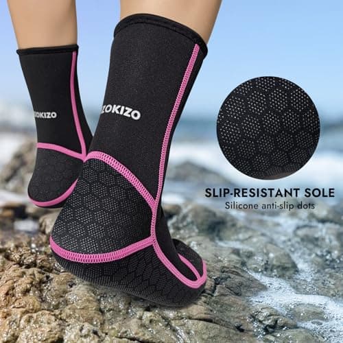 PAWHITS Neoprene Wetsuit Socks, 3mm Sand Proof Beach Booties — view 2
