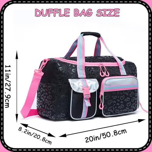Kids Duffle Bag Girls Women Travel Bag Gifts Overnight Bag for Girls Women Tote Bag Sleepover Bag for Girls Gym Dance Bag with Shoes Compartment — view 2