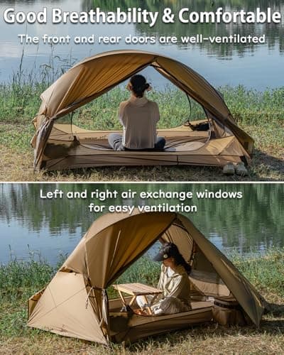 TOMOUNT Tent Backpacking Tent 1-2 Man Tent Waterproof Ultralight Nylon 1.5kg-2kg for Hiking Camping, Outdoor — view 2