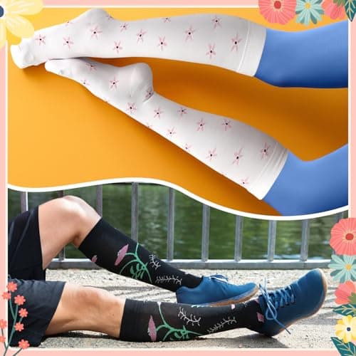 Zuimei 6 Pairs Compression Socks for Women Men 15-20 mmHg, Circulation Support Flight Travel Socks for Nursing Running Travel Hiking, Non Slip Athletic Stockings(L/XL) — view 5
