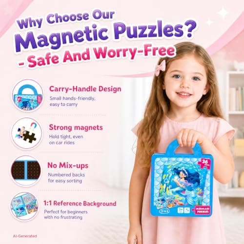 Magnetic Puzzle for Kids 3-8 – 36Pcs kid Travel Puzzle with Carry Handle — view 3