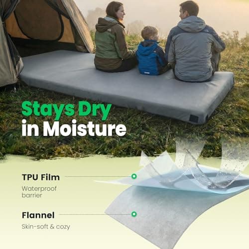 Willpo Memory Foam Camping Mattress with Travel Bag, Lightweight Portable Sleeping Pad for Tents, Guest Beds, Home - Gray, Single — view 3