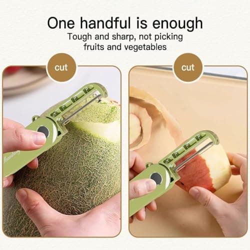 Household Folding Storage Paring Peeler, Portable Compact Size Kitchen Multi-Function Paring Knife Sharp Stainless Steel Blade Scraper Knife Suitable for Camping Picnics and Travel (Yellow) — view 3