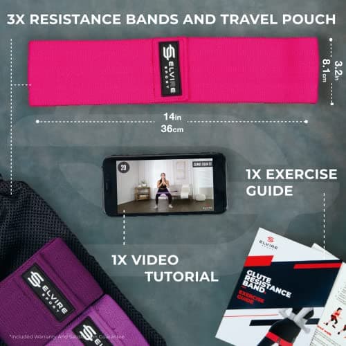 Elvire Fabric Resistance Bands for Working Out, Set of 3, Booty Exercise Band for Women, Workout Loops, Legs, Glutes, Squat — view 4