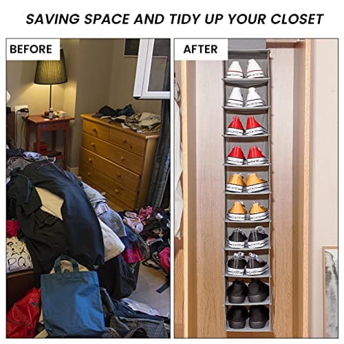 Eyoulife 10-Tier Hanging Shoe Organiser for Wardrobe, Space-Saving Storage — view 3