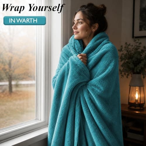BedLooms Fleece Blanket Teal King Size 230x270 cm, Throws for Sofas and Bed — view 4