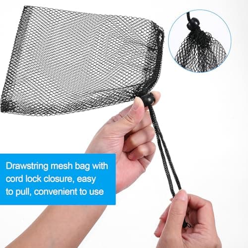 Sibba 6 PCS Small Mesh Bags with Drawstring 20x15 cm Black & White — view 3