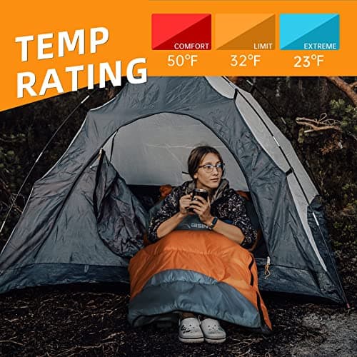 BISINNA 0 Degree Winter Sleeping Bags(480GSM) for Adults-Cold Weather Camping Sleeping Bag-Comfortable Warm Portable Sleeping Bags with Pillow Compression Sack for Backpacking Hiking Outdoor — view 3