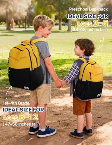 VASCHY School Bag, Lightweight Classic Cute Aesthetic Bookbag Daypack for Teen Boys Girls Traveling/Gym/Middle School Yellow Black — view 6
