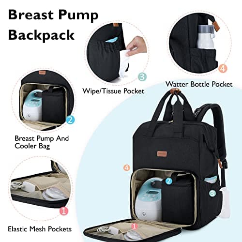 MOMMORE Changing Bag Backpack with Insulated Cooler Storage Bags, Baby Nappy Diaper Bags with 15.6" Laptop Sleeve for Travel Work, Mom Breast Pump Backpack, Fits Medela/Philips Avent/Spectra — view 2