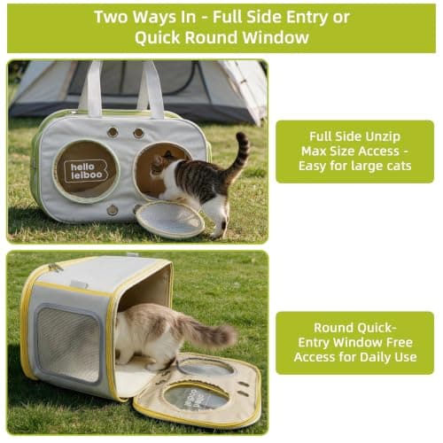 Cat Carrier Large, Breathable Pet Travel Carrier for Cats & Puppy, Green — view 4