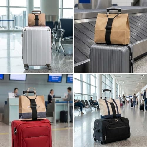 3 Pcs Luggage Connector Straps for Suitcases Heavy Duty Bag Attachment Strap Suitcase Belt, Travel Accessories Baggage Elastic Connector to Secure Backpacks & Handbags to Rolling Luggage Handles — view 6
