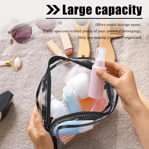 KINDOYO Clear Travel Toiletry Bag - Transparent Makeup Bag with Zippers Aeroplane Bags PVC Waterproof Cosmetic Bag Wash Bag Shower Bag Travel Accessories Bag for Women Men (Blue) — view 4