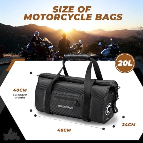 ROCKBROS Motorcycle Tail Bag Motorcycle Saddle Bag 100% Waterproof Travel Luggage Bags with Shoulder Strap Rear Seat Bag for Motorcycling Cycling Outdoor Sports, 20L — view 2