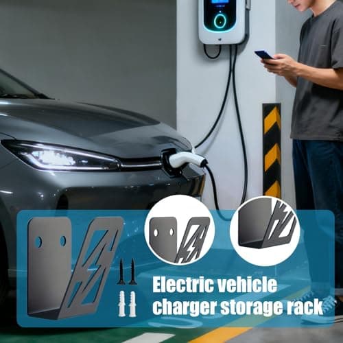 Knowlife EV Charging Cable Holder,Iron Bracket Accessories with Screw - Car Wall Charger Holder | for Camping Daily Adventure Vehicle Road Trip Travel Work Driver Trucks SUVs Vehicle Road Trip Travel — view 3
