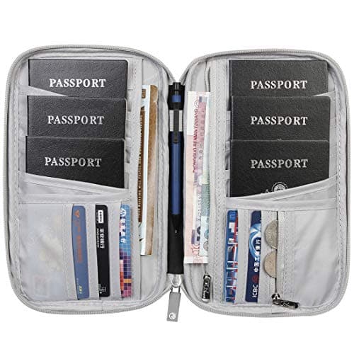 VanFn Family Passport Holder Travel Wallet RFID Blocking Travel Document Organiser Waterproof Holiday Passport Cover Men Women for ID Card, Credit Cards, Flight Tickets, Money, Coins (Black) — view 3