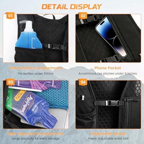 Running Vest, Hydration Vest with Water Bottle, Running Vest for Mens & Women, Running Backpack, Adjustable, Reflective Strips, Unisex — view 2