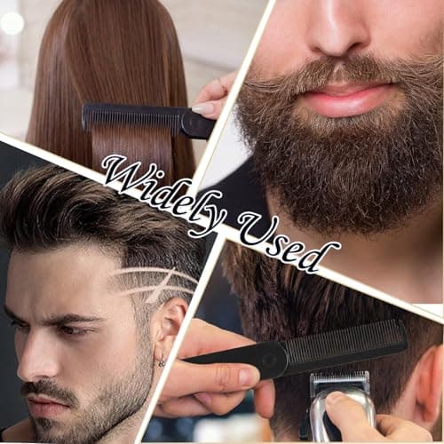 2-in-1 Folding Pocket Comb Plastic Flip Design Beard Comb for Men Fine & Wide Teeth Portable Anti-static Styling Tool for Hair Moustache & Beard Grooming Travel & Daily Use — view 6