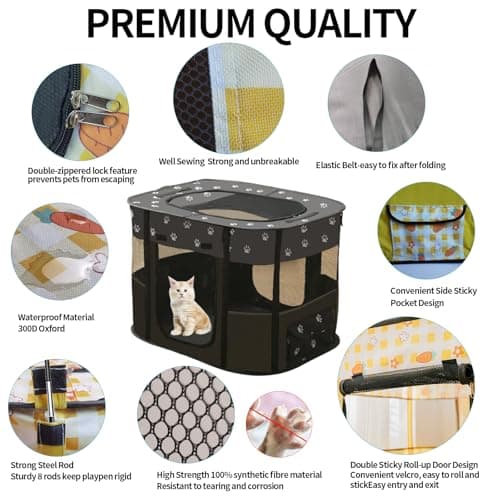 Portable Pet Playpen/Soft Dog Crate,Cat Carrier Large Playground for Puppy Carrier/Rabbit Run/Kitten Cat Indoor Outdoor Travel Camping Use 70X55X45CM (S,Black) — view 2