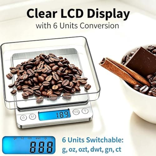 Criacr Digital Pocket Scales, 500g High-precision Kitchen Food Scales, Stainless Steel Jewelry Scales with Two Trays, Back-Lit LCD Display, 0.01g Precision, Tare and PCS Features, Batteries Included — view 3