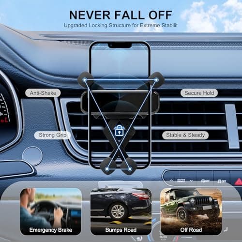 AIYEEN Little One Pro Car Phone Holder for Air Vent, Mini Vent Phone Mount with Smooth PVC Mirror Panel, Zero Noise One-Hand Car Phone Cradle for iPhone Samsung Android 4.7-6.7" (PVC Panel) — view 2