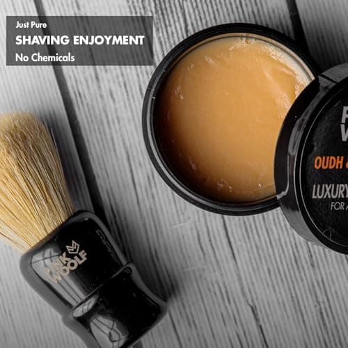 Pink Woolf Luxury Shaving Kit For Men (Oudh & Sandalwood) | Shaving Brush & Soap Combo | Creates Dense Lather, Perfect For Travel | Suitable For All Skin Types – Pack of 2 — view 3
