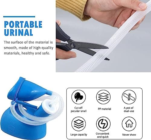 BAZAC Portable Toilet 1pc Camping Blue Firm Large Potty and Spill Tube Emergency Urine Practical Unisex Pot Urinal Portable Thick Travel Wheelchair Lid Pee Proof Car Women with Travel Container — view 2