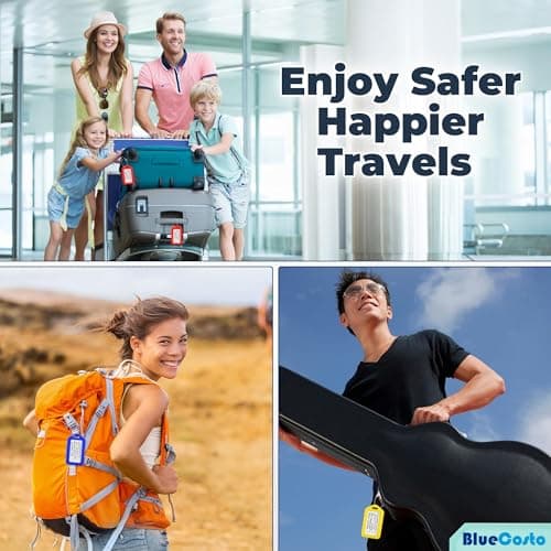 BlueCosto - Luggage Tags - Multicoloured, 10 Pack - Suitcase Tags with Name ID Card & Heavy-Duty Metal Wire Loops - Bright Coloured PVC Identifiers for Travel Baggage - Backpack Name Labels — view 4