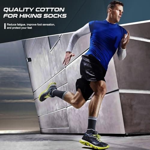 inaWarm Men's Cotton Hiking Socks, 5 Pairs, Cushioned and Breathable — view 6