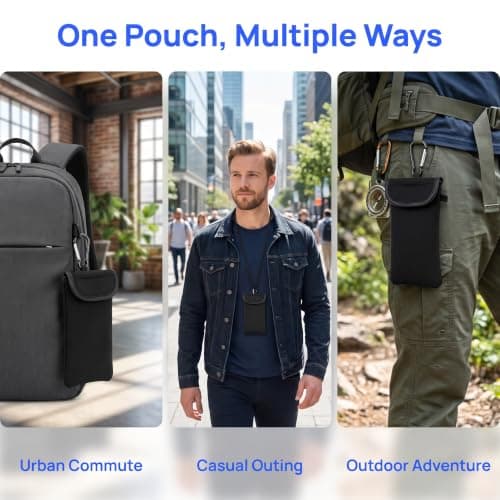 Merzio Universal Neoprene Phone Pouch, Waterproof Mobile Phone Sock with Neck Strap and Carabiner, Shockproof Sleeve Bag Pocket for Hiking and Travelling, Fits Devices Up to 6.7 Inches Multicolor — view 3